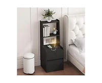 Casainc Storage Cabinet with Night Light Bookshelf
