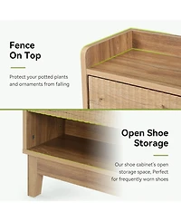 Tribesigns 31.5" Wide Narrow Entryway Cabinet,Shoe Cabinet with 2 Flip Drawers & Open Shelf
