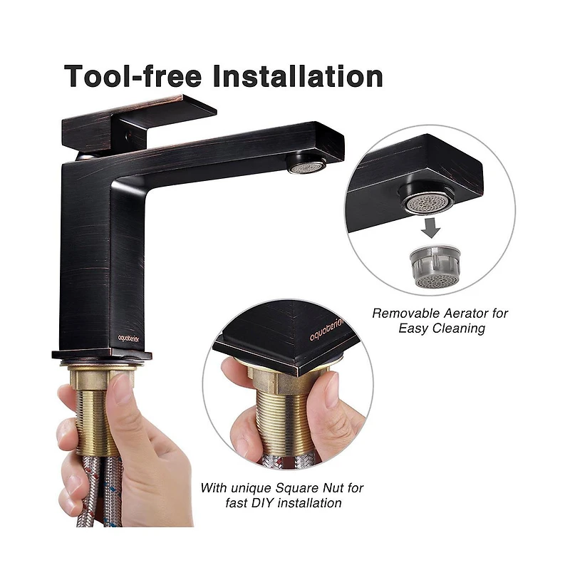 Aquaterior Wall Mount Ceramic Sink w/ Bathroom Square Single Handle Faucet Orb