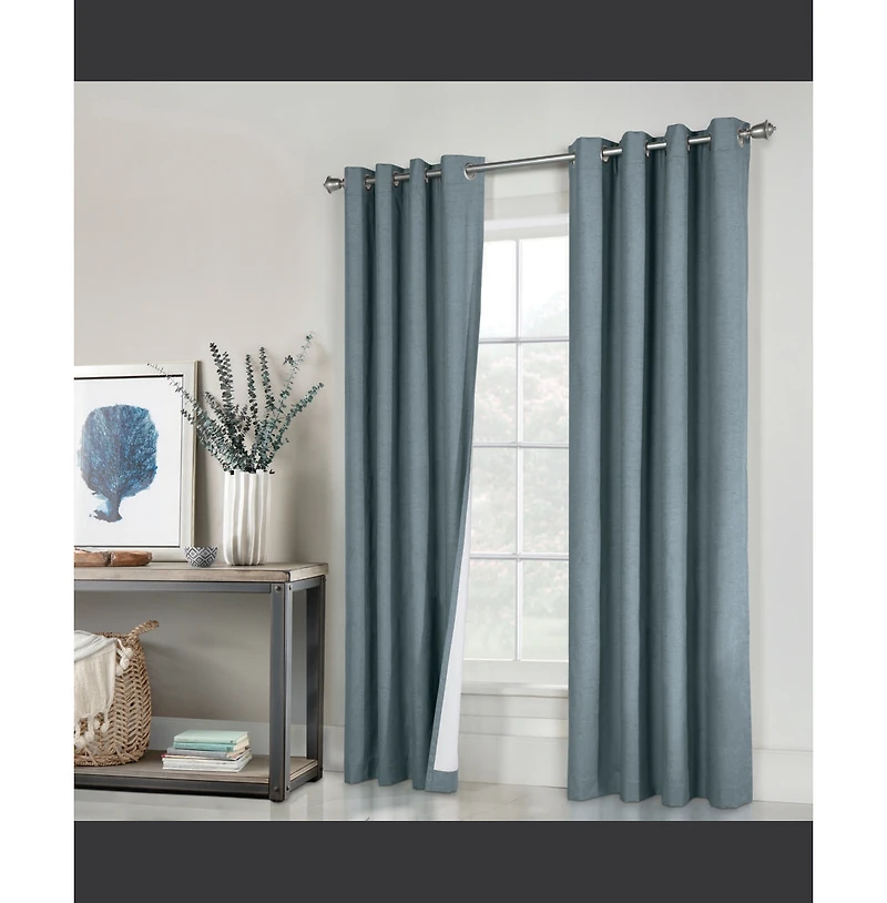 Thermaplus Ventura Blackout Grommet Curtain Panel Pair Frame Your Windows with Subtle Slub Textured Motif Each 78" x 84