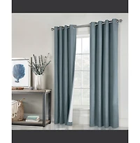 Thermaplus Ventura Blackout Grommet Curtain Panel Pair Frame Your Windows with Subtle Slub Textured Motif Each 78" x 84