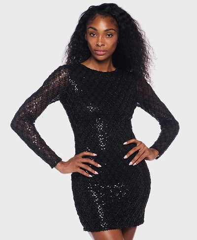Alex & Sophia Juniors' Long-Sleeve Round Neck Dress