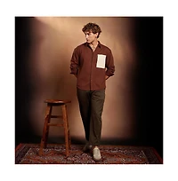 Campus Sutra Men's Chocolate Brown Block-Patch Oversized Shirt