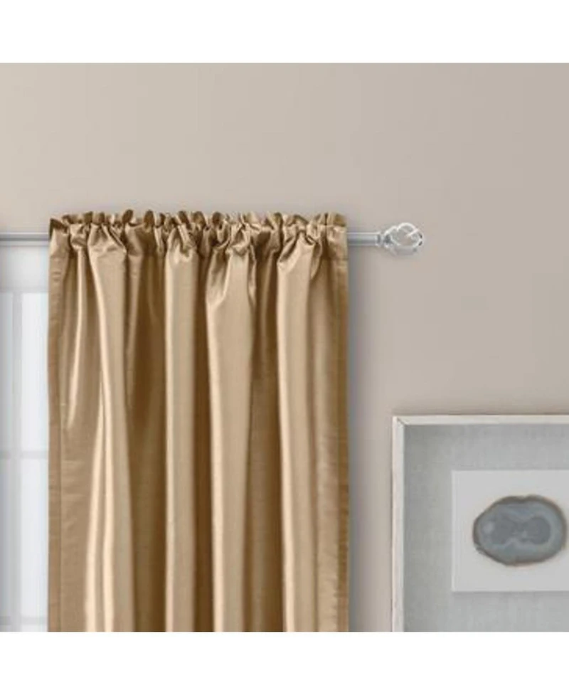 Ellis Curtain Luna Faux-Silk Rod Pocket/Back Tab Tailored Pairs - 100x96", Taupe