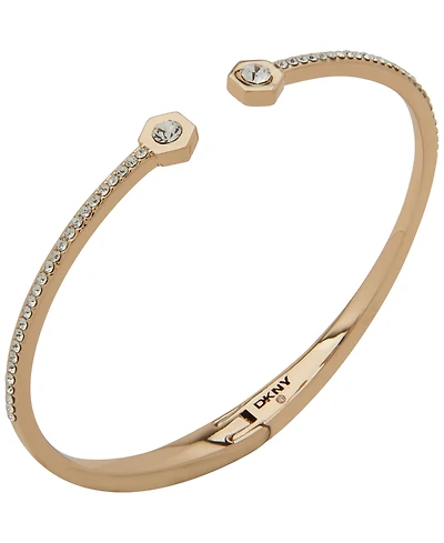 Dkny Glass Crystal Stone Pave Dynamic Hex Cuff Bracelet