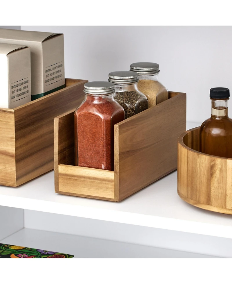 iDesign Acacia Wood Open-Front Pantry Bin - Set of