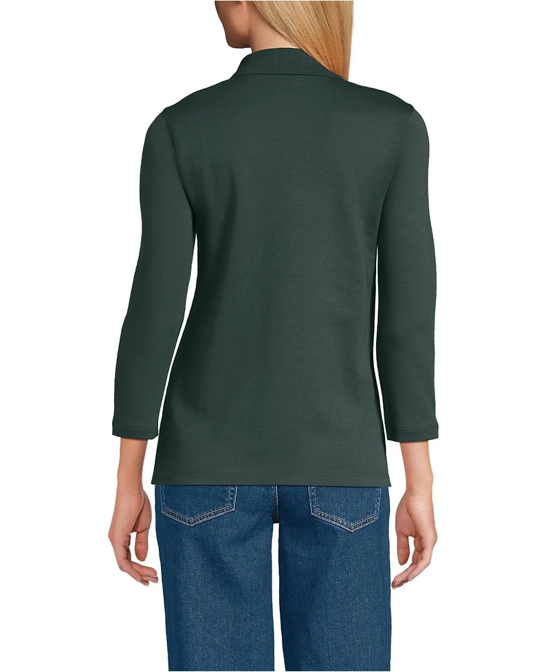 Lands' End Women's 3/4 Sleeve Supima Cotton Polo Shirt