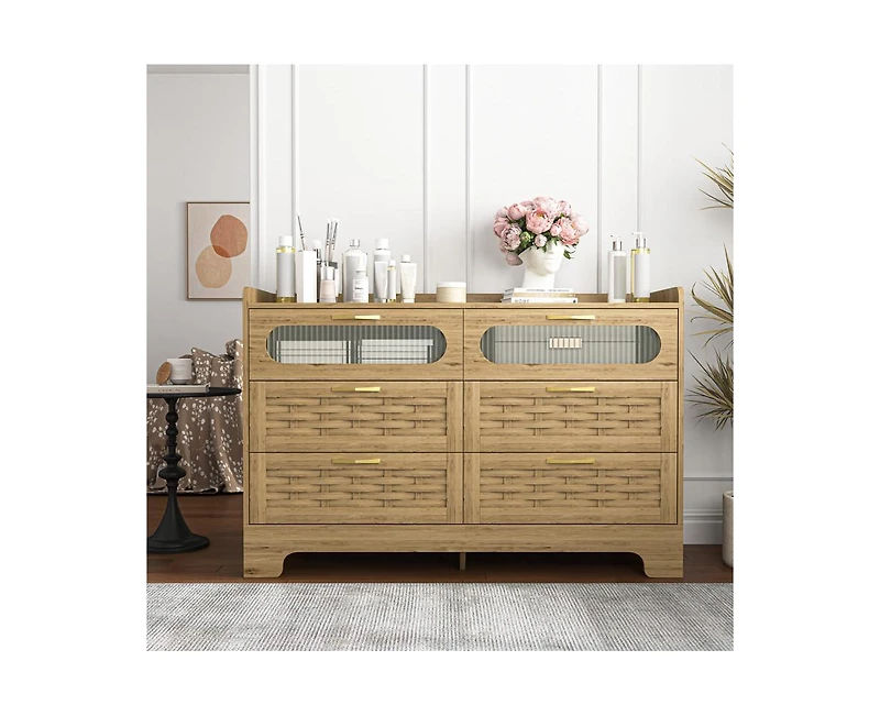 Casainc Wood Storage Cabinet with 6 Drawers