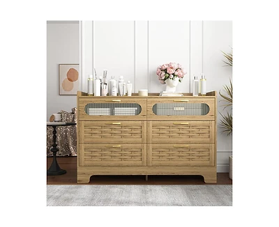 Casainc Wood Storage Cabinet with 6 Drawers