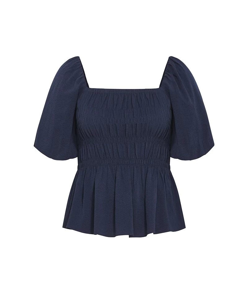 City Chic Women's Irina Shirred Peplum Top