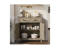 Casainc Kitchen Storage Cabinet with 2 Drawers and Doors