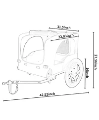 Aostirmotor Orange Outdoor Heavy Duty Collapsible Pet Bike Trailer with Universal Hitch Foldable Dog Cargo Carrier Cart for Bicycles