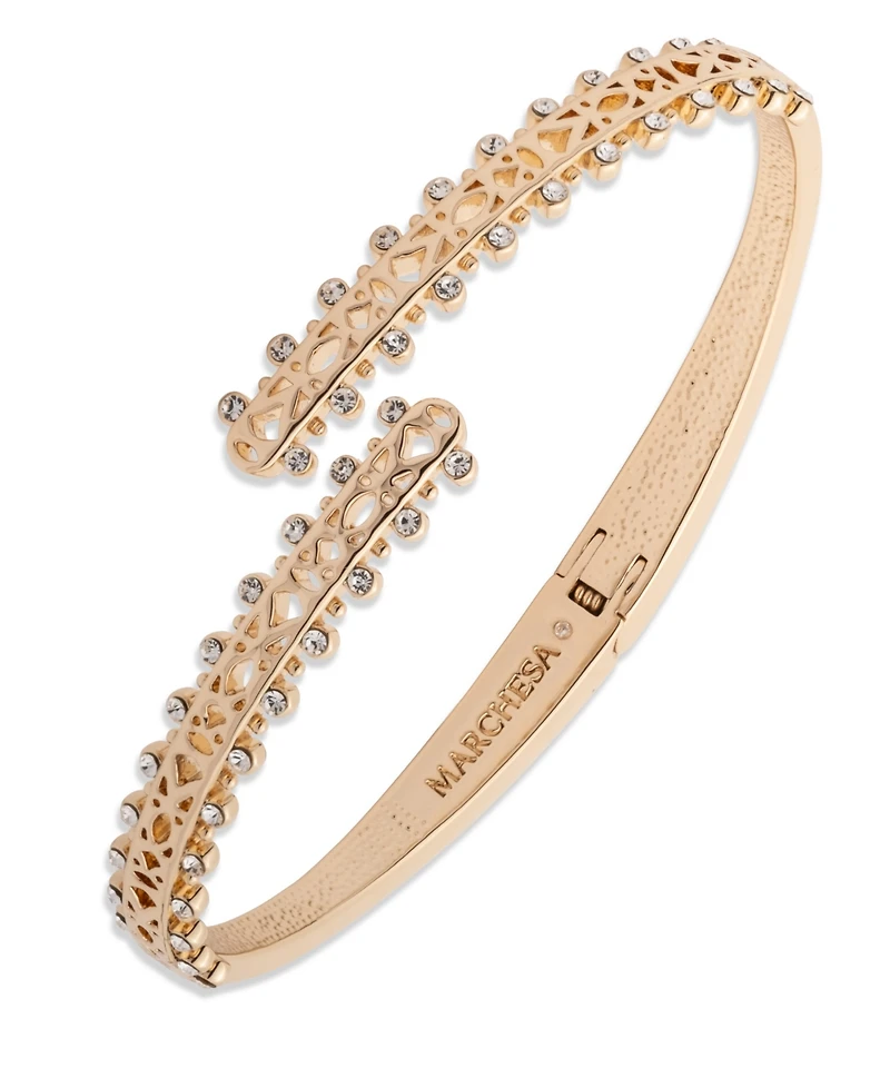 Marchesa Glass Stone Gold-Tone Bypass Cuff Bracelet