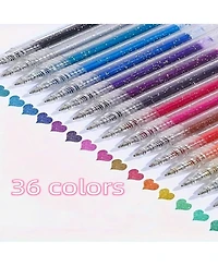 Htutwoo 36 Colors Glitter Gel Pen Set, Colored 1mm Bold Metallic Gel Ink Pen for Kids Adults Coloring Books Drawing Journal Diary Cards Crafting