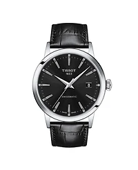 Tissot Men's Swiss Automatic Classic Dream Black Leather Strap Watch 42mm