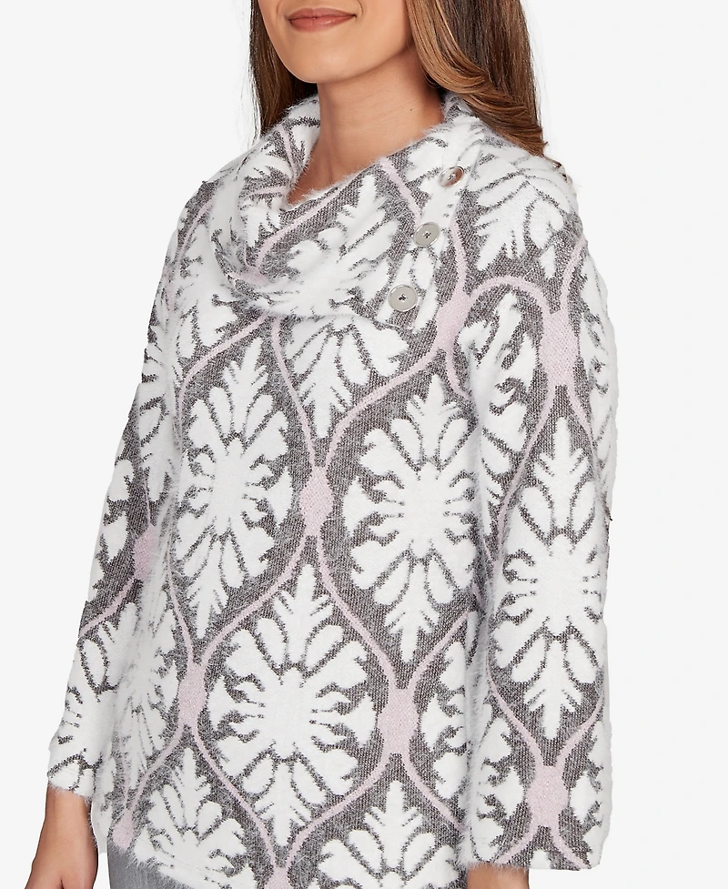 Ruby Rd. Petite Medallion Jacquard Sweater Knit Top