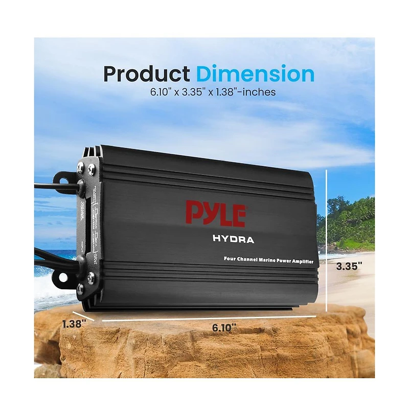 Pyle Hydra Marine Amplifier - 800 Watt 4 Channel Micro Amplifier