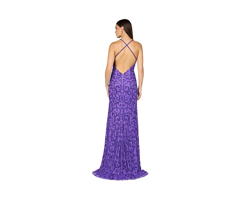 Lara Women's Sultry Beaded Gown with Slit