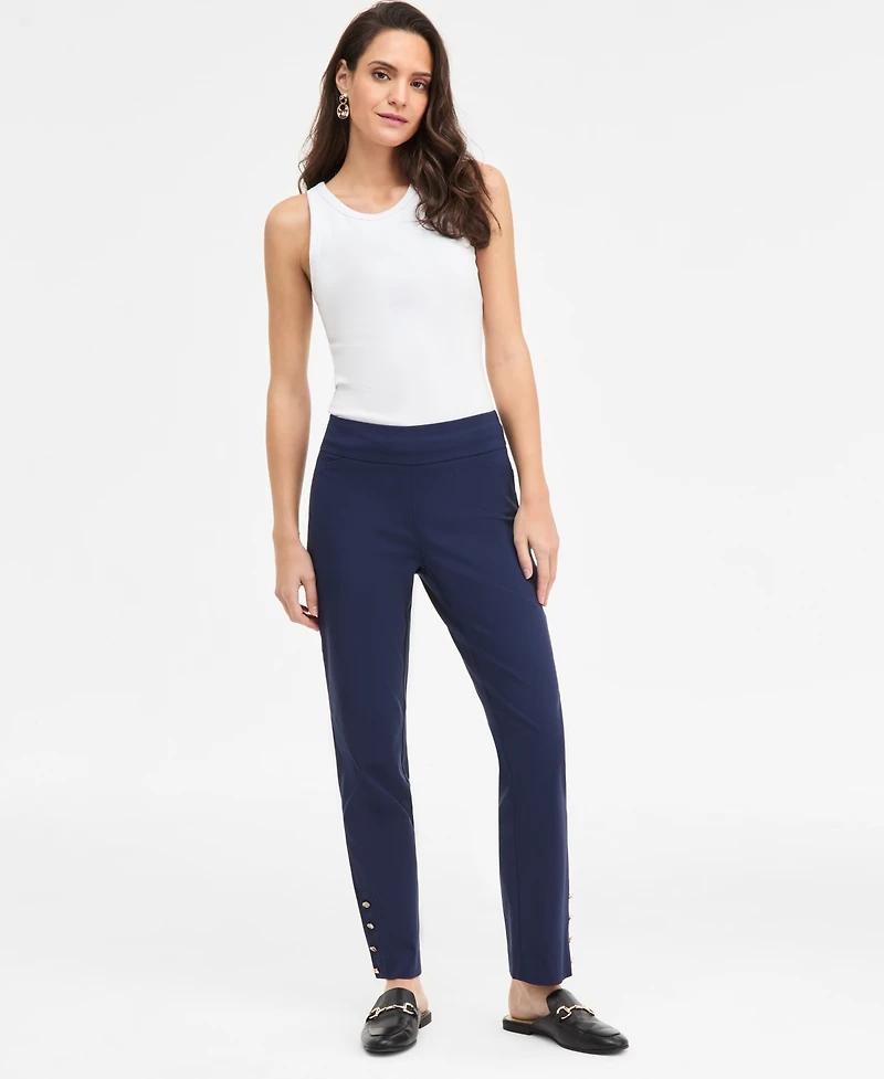 Jm Collection Women's Side-Button Pull-On Straight-Leg Pants, Macy's Exclusive