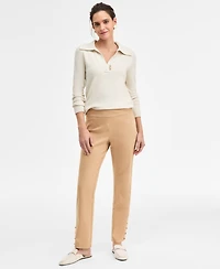 Jm Collection Women's Side-Button Pull-On Straight-Leg Pants, Macy's Exclusive