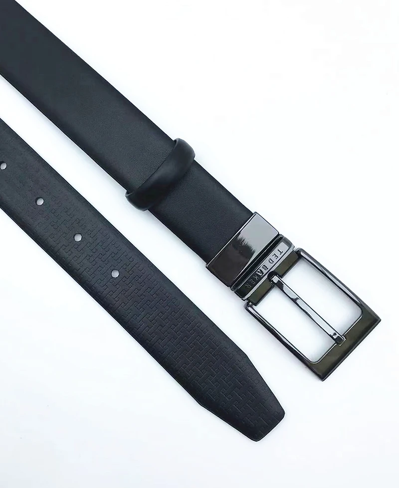 Ted Baker London Men's Reversible Double Loop Leather Belt