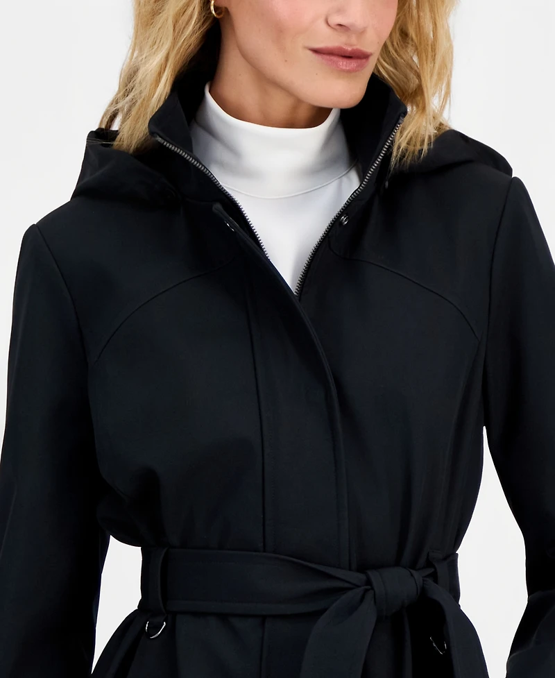 Calvin Klein Petite Belted Zip-Front Raincoat