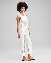 And Now This Women's Crochet-Inset Drawstring Pants, Macy's Exclusive