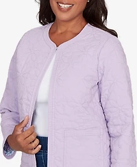 Alfred Dunner Women's Hilton Head Floral Quilted Patchwork Jacket