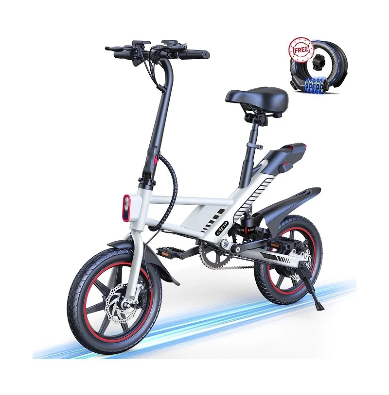 Everyfun 14" Folding Electric Bike for Adults: 700W Peak Motor, 36V/10AH Battery, 18.6MPH Commuter City Ebike
