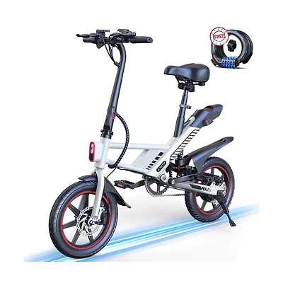 Everyfun 14" Folding Electric Bike for Adults: 700W Peak Motor, 36V/10AH Battery, 18.6MPH Commuter City Ebike