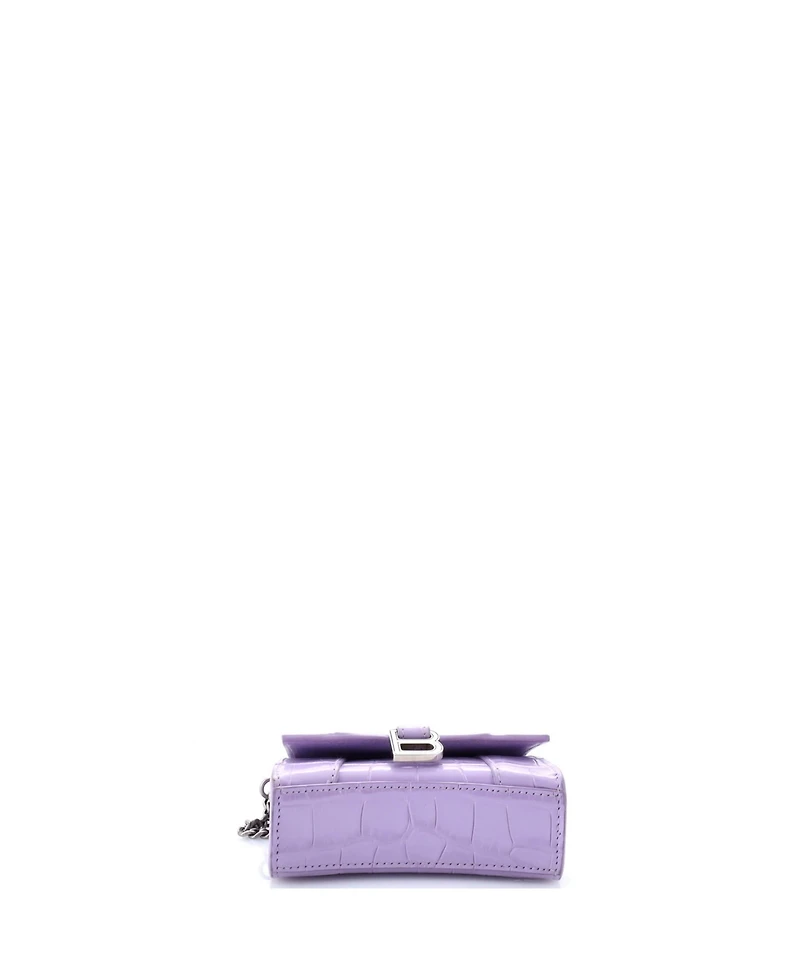 Pre-Owned Balenciaga Mini Hourglass Chain Top Handle Bag Embossed Leather