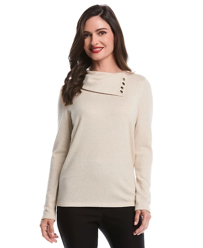 Rafaella Petite Split Collar Long Sleeve Top