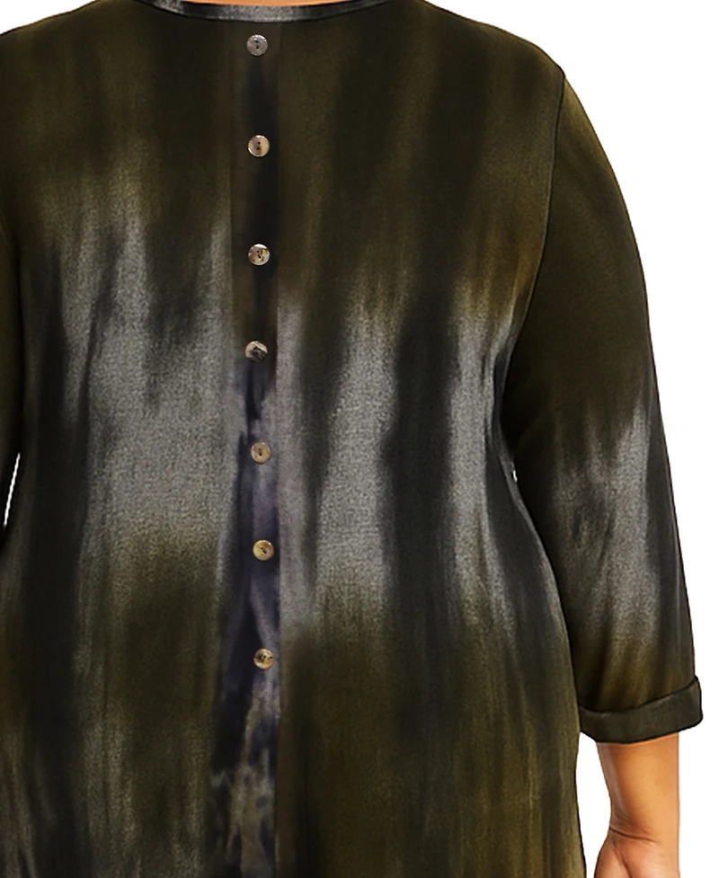 Coin 1804 Plus Tie Dye Cozy Button Back Top