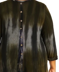 Coin 1804 Plus Tie Dye Cozy Button Back Top