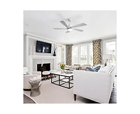 52-inch Modern Stylish White 5-Blade Ceiling Fan with Remote Control and Light Source