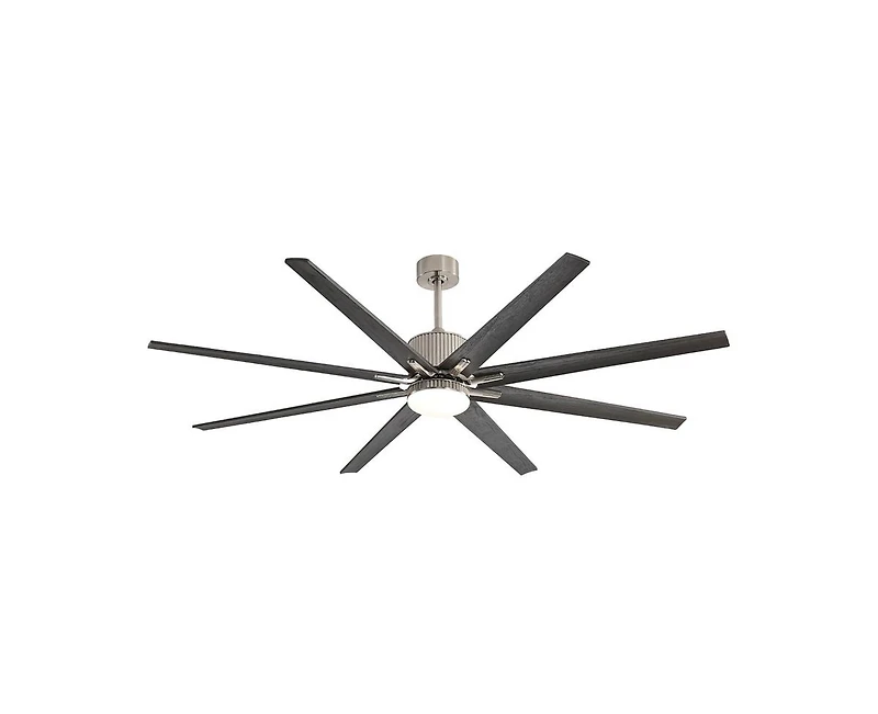 76-inch Modern and Simple Sand Nickel 8-Blade Ceiling Fans with Remote Control and Lighting Kit
