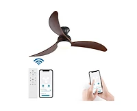 52-inch Modern Classic Black 3-Blade Flush Mount with Intelligent Remote Control and Light