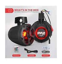 6.5'' Water-Resistant Marine / Off-Road Bt Speakers, 1200 Watt Amplified Vehicle System with Rgb Lights & Remote Control