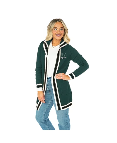 Gameday Couture Women's Dark Green Miami Hurricanes Tri-Blend Rounded Stripe Sweater