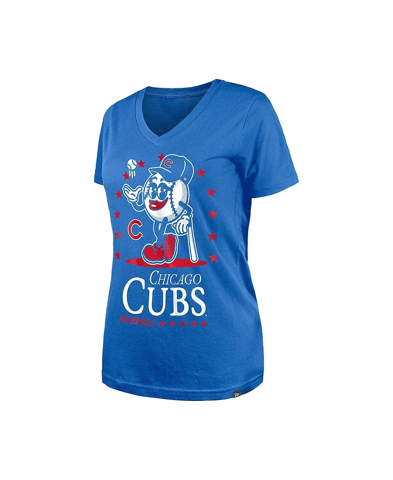 New Era Women's Royal Chicago Cubs Little Miss 2 V-Neck T-Shirt