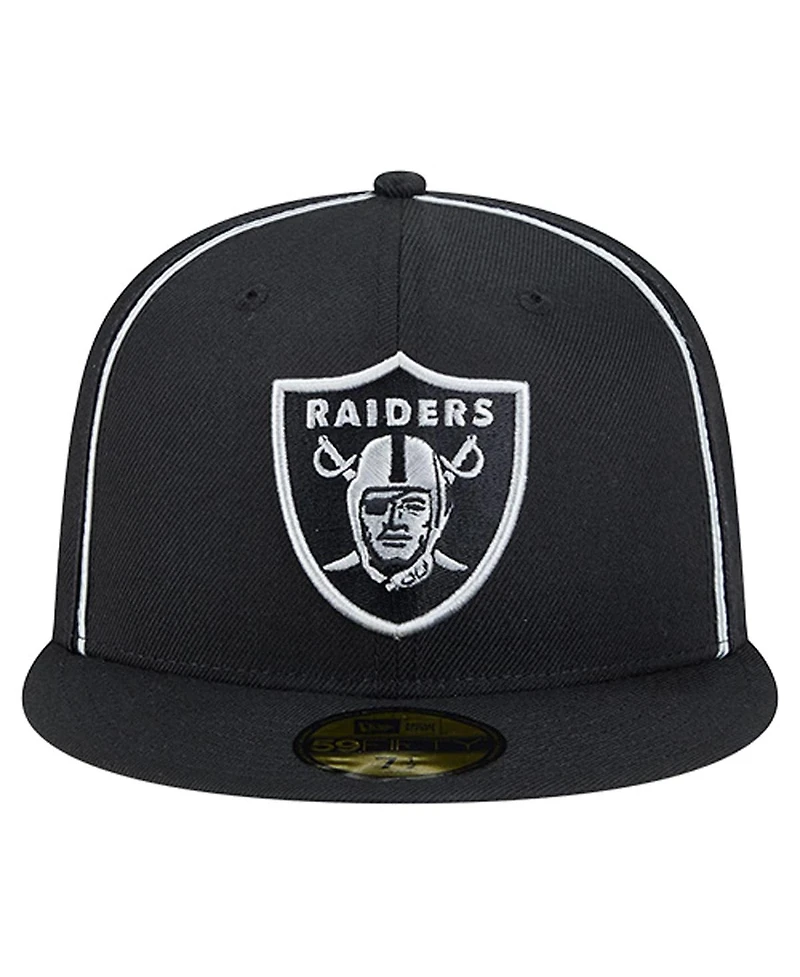 New Era Men's Black Las Vegas Raiders Soutache 59FIFTY Fitted Hat