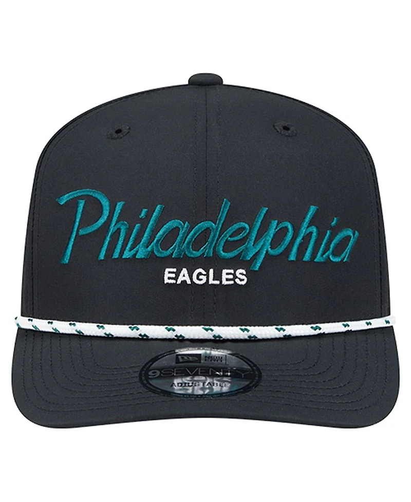 New Era Men's Black Philadelphia Eagles Script 9SEVENTY Adjustable Hat