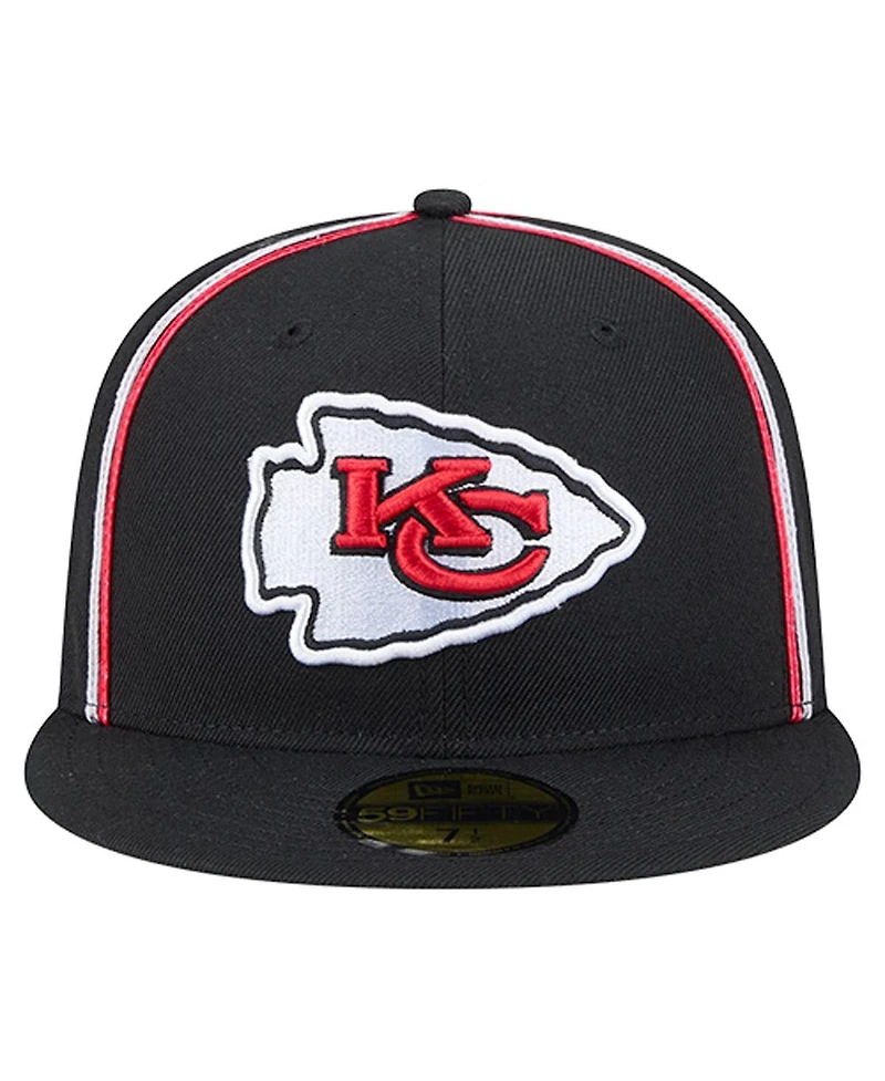 New Era Men's Black Kansas City Chiefs Soutache 59FIFTY Fitted Hat