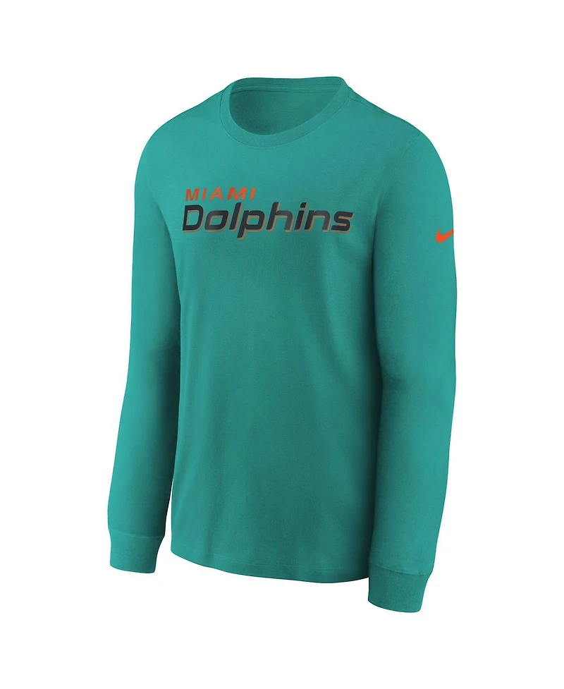 Nike Big Boys and Girls Turbo Green Miami Dolphins 2025 Rivalries Collection Long Sleeve T-Shirt