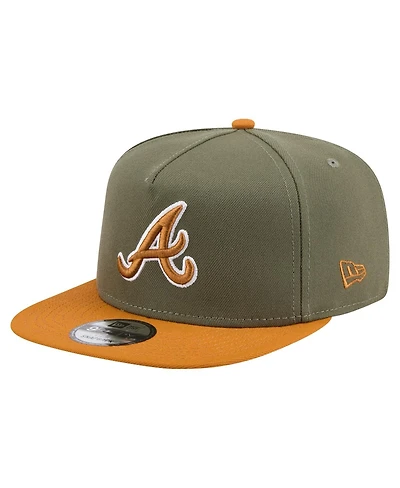 New Era Men's Olive/Brown Atlanta Braves Color Pack A-Frame 9FIFTY Snapback Hat