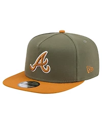New Era Men's Olive/Brown Atlanta Braves Color Pack A-Frame 9FIFTY Snapback Hat