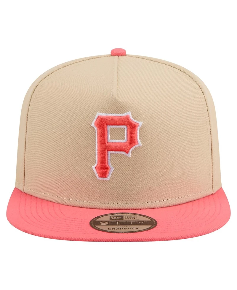 New Era Men's Light /Light Beige Pittsburgh Pirates Color Pack A-Frame 9FIFTY Snapback Hat