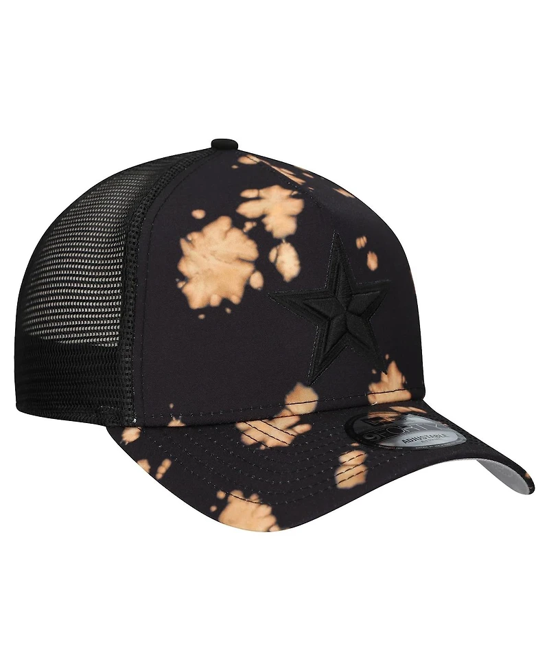 New Era Men's Black Dallas Cowboys Bleached 9FORTY A-Frame Adjustable Hat