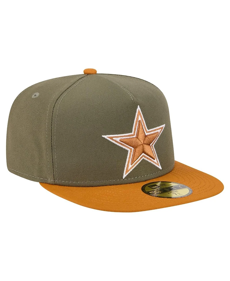 New Era Men's Olive/Brown Dallas Cowboys 2-Tone Color Pack A-Frame 59FIFTY Fitted Hat