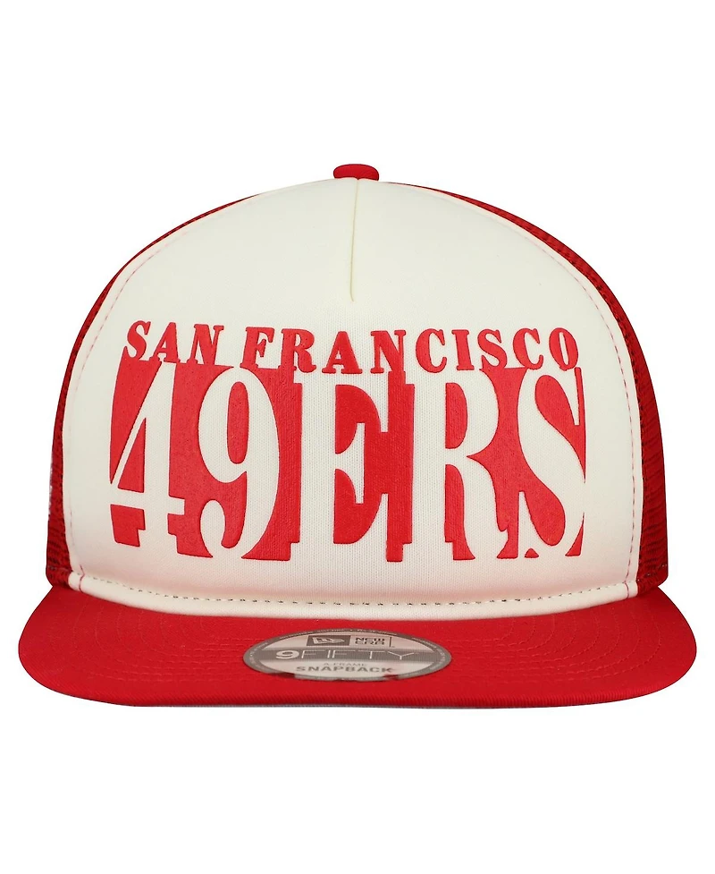 New Era Men's Cream/Scarlet San Francisco 49ers Cutout A-Frame 9FIFTY Snapback Hat